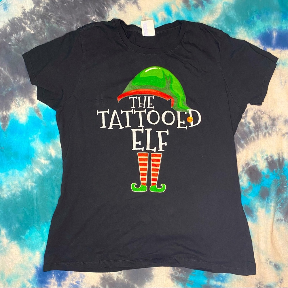 “The Tatooed Elf” Christmas Shirt EUC